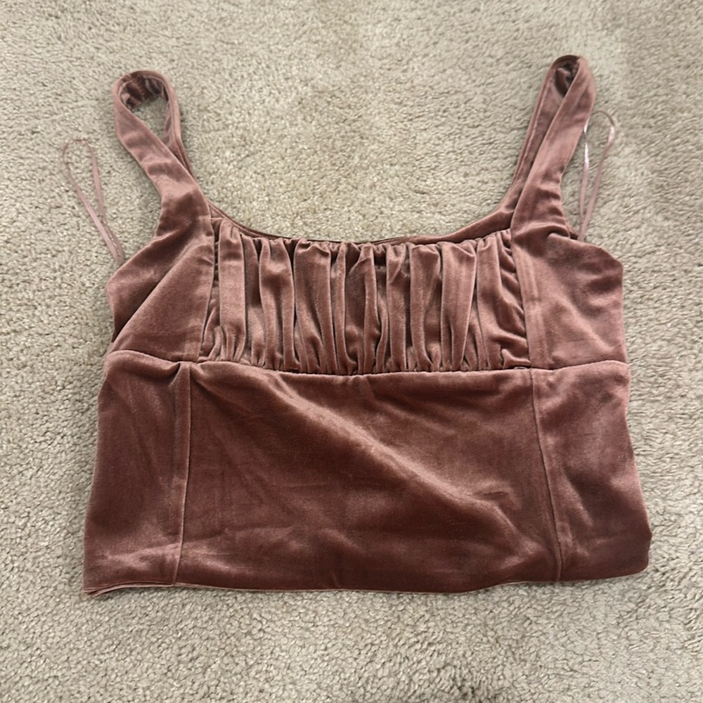 O.Vianca Velour Crop Top Size Extra Small Condition 9.5/10